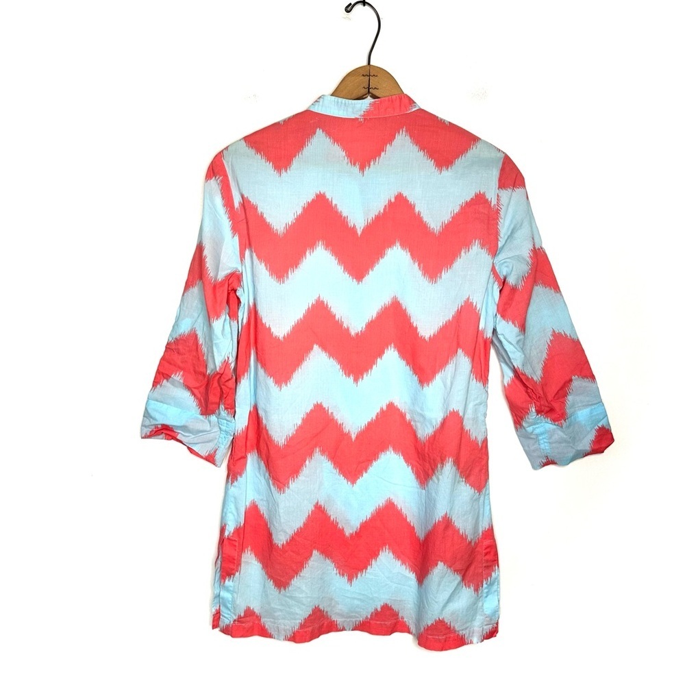 J. Mclaughlin | Chevron Print Roll Tab Sleeves To… - image 3